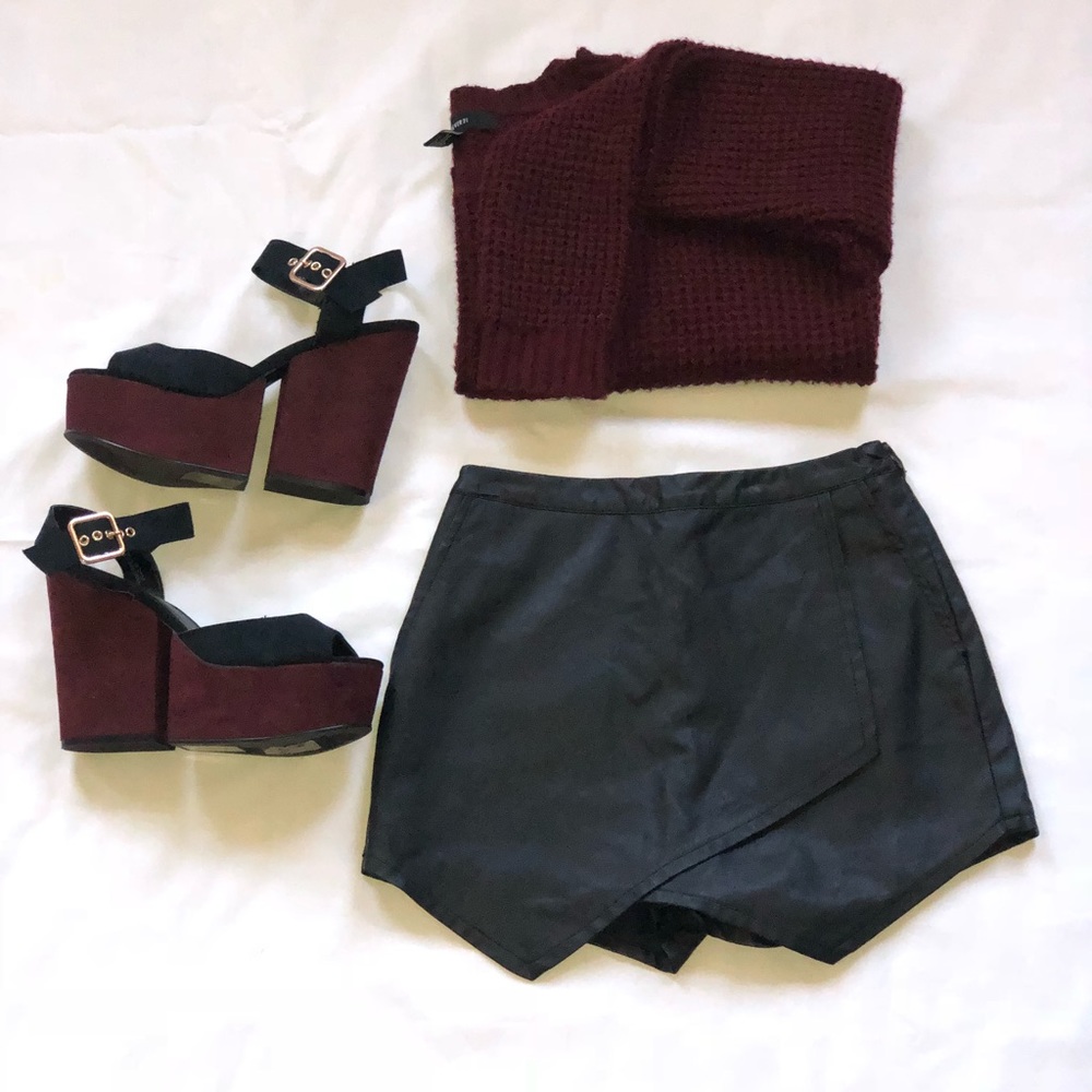 Black Pleather Skort